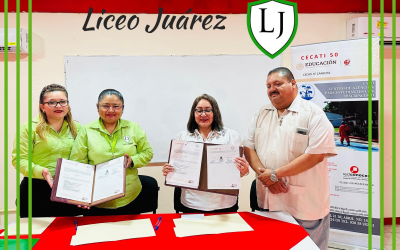 Para continuar fortaleciendo nuestros programas formativos, que permiten aumentar los conocimientos, habilidades y destrezas de nuestros alumnos; Liceo Juárez firmó, con el Centro Capacitación para el Trabajo Industrial No. 50, un convenio en materia educativa.